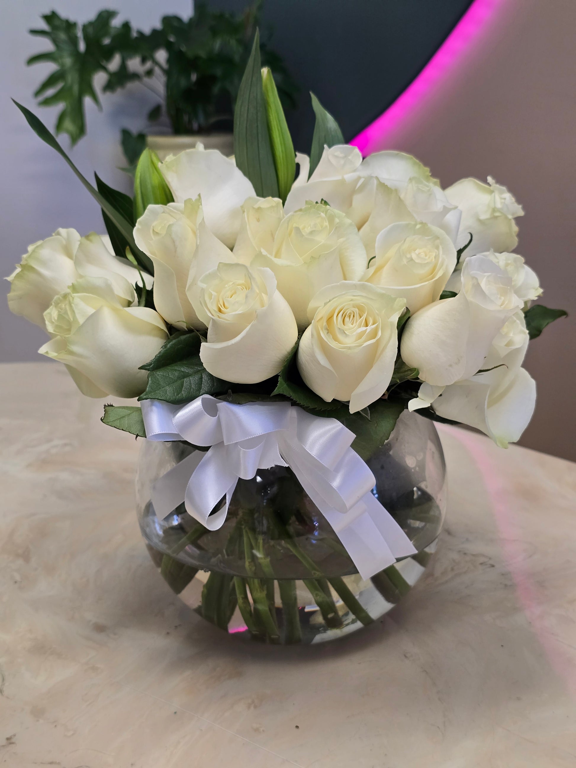 Lasting memory All white Sympathy Roses