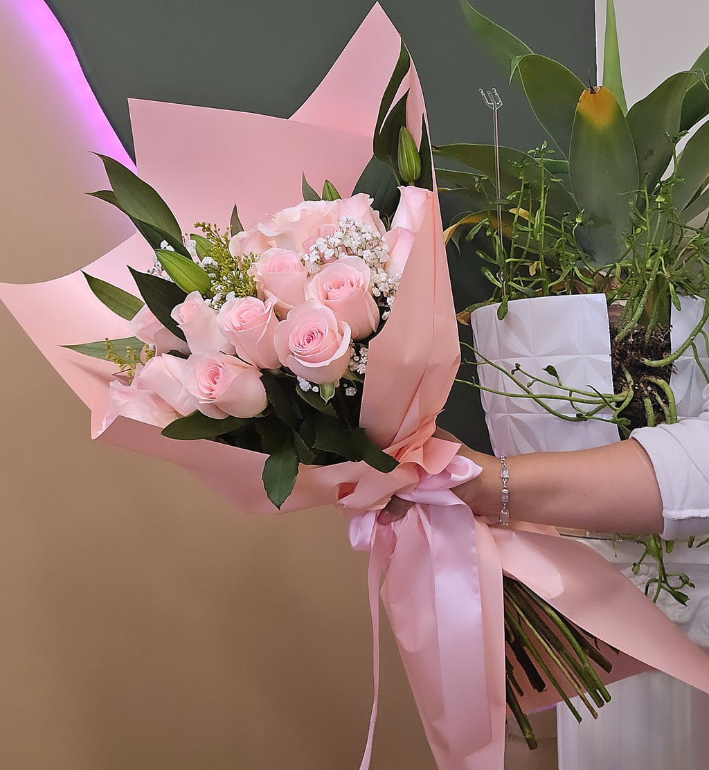 2 Dozen Pink Roses and Lilies